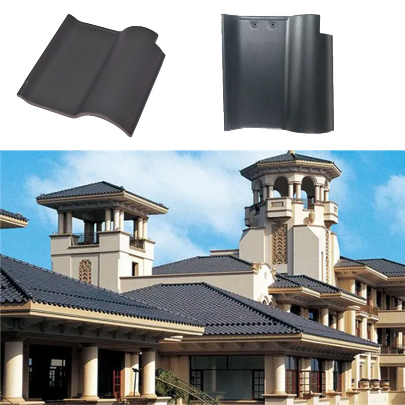 S-shaped Spanish Ceramic Roof Tiles Earth-tone Colors Weatherproof Villa House