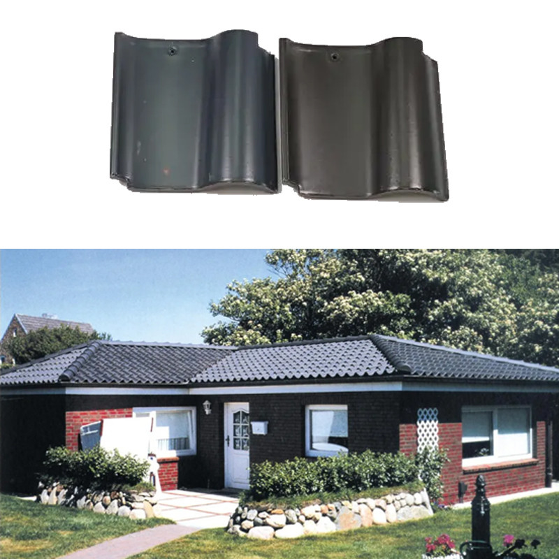 S Type Spanish Roof Ceramic Tiles Durable Material Dark Grey Water-repellent Rooftop Material