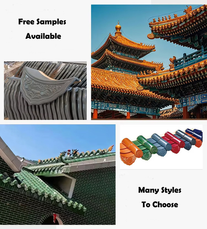 Classic Terracotta Chinese Temple Roof Tile Glossy Variety of Sizes Colors