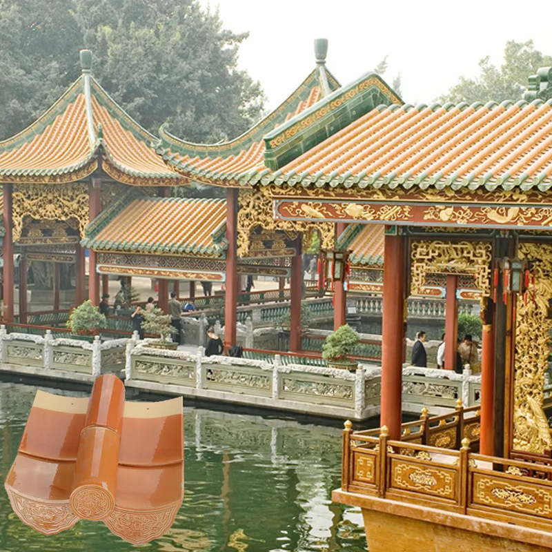 Classic Terracotta Chinese Temple Roof Tile Glossy Variety of Sizes Colors
