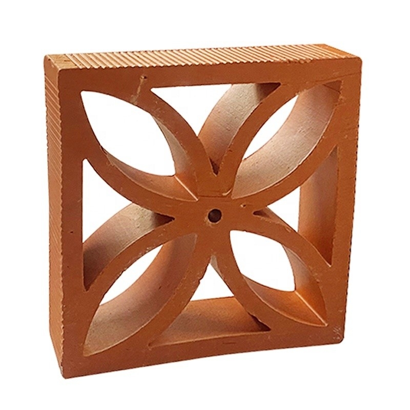 Red Perforated Terracotta Fire Bricks Traditional Style Chinese Window Decorative Hollow Brick