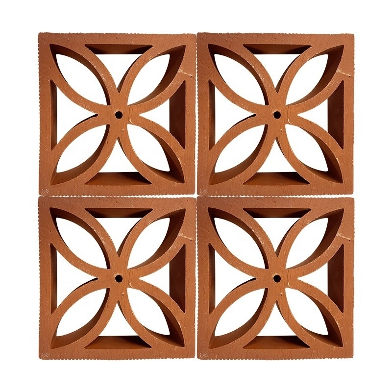 Red Perforated Terracotta Fire Bricks Traditional Style Chinese Window Decorative Hollow Brick