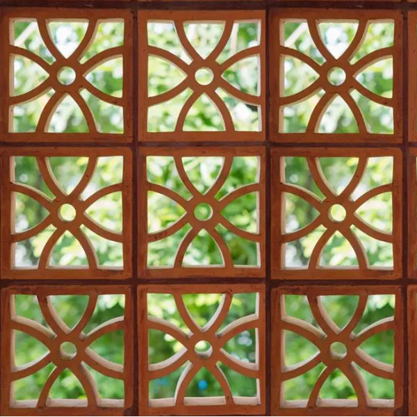 Red Perforated Terracotta Fire Bricks Traditional Style Chinese Window Decorative Hollow Brick