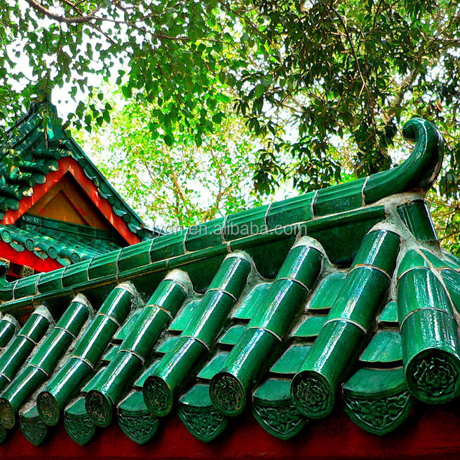 Dark Green Asian Style Roof Tiles Perfect for Antique Building Materials in Garden Buildings