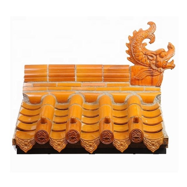 180*180 Chinese Temple Arch Gate Retro Style Faux Ceramic Clay Roof Tiles for Concrete Structure