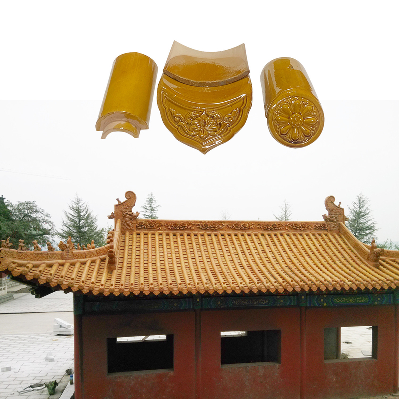 Handmade and Sintered Japanese Buddhist Temple Roof Traditional Chinese Ceramic Tiles with 1500N Compressive Strength