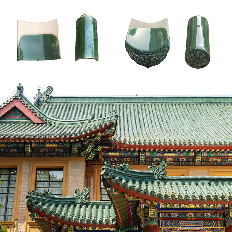 Malaysia Temple Roofing Must-Have Durable Ancient Ceramic Green Roof Tiles with Compressive Strength of 1500N