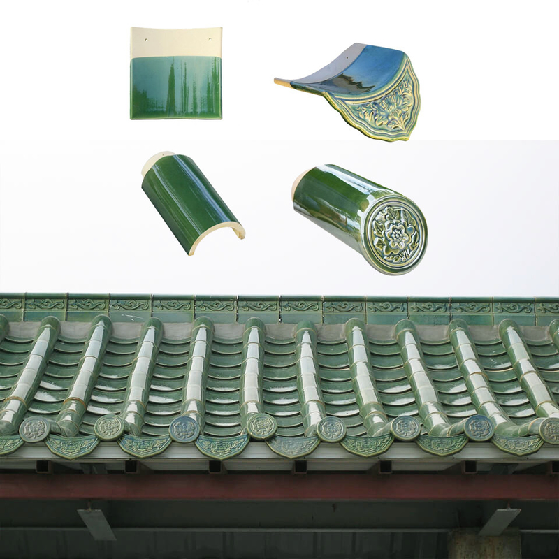 Glazed Tiles for Traditional Design of Green Color Roof in Chinese Temple in Philippines