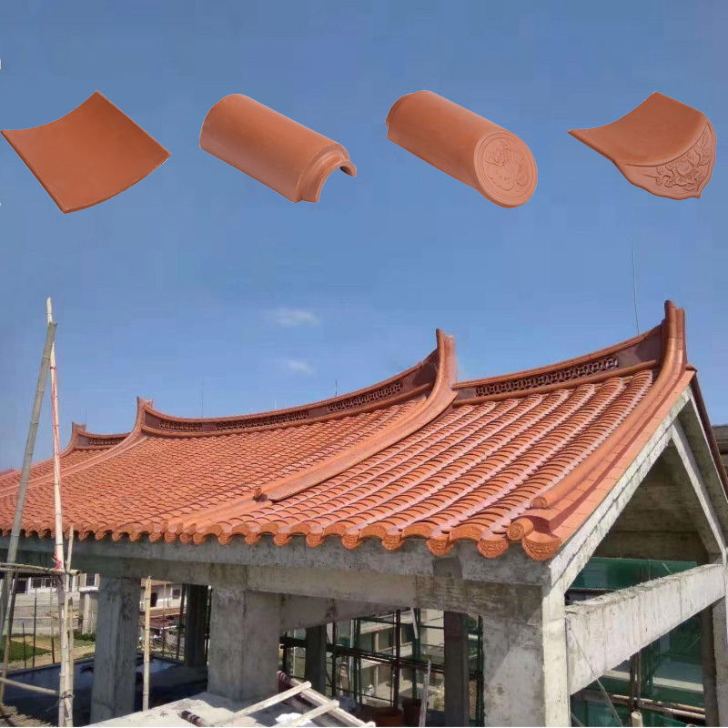 Chinese Natural Red Clay Roof Tiles For Garden Pagoda House Terracotta Roofing Material