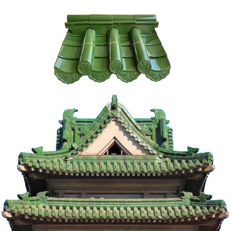Asian Style Authetic Antique Chinese Glazed Roof Tiles For Restaurant Hotel Temple Roof