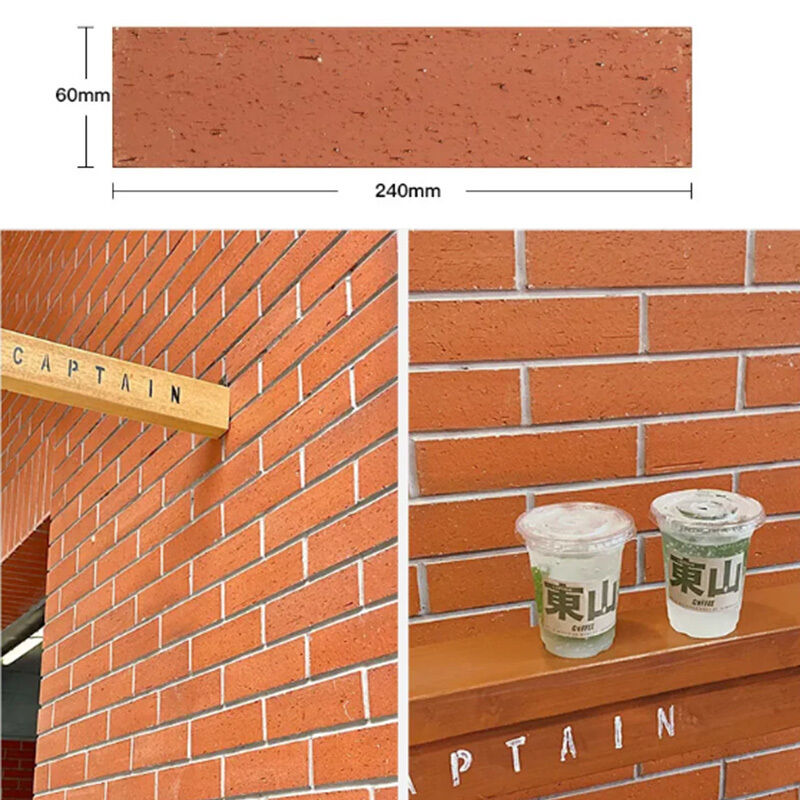 Exterior Fire Facade Split Brick Veneer Tiles Clay Effect Wall Panel Tiles for Outside Patio Wall