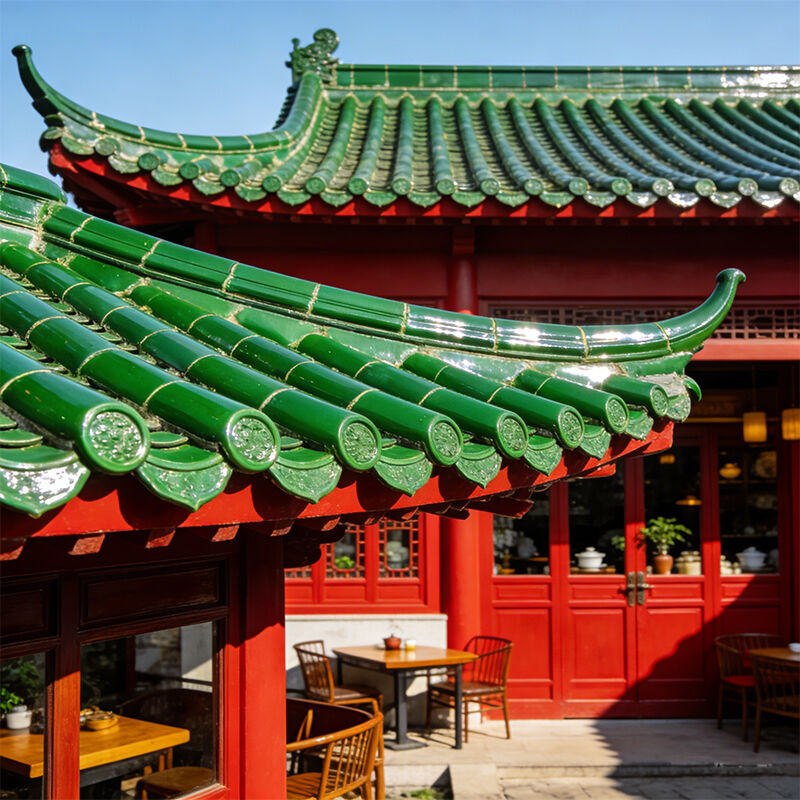 Chinese Traditional Green Glazed Roof Tile Jade Green Handmade Clay Glazed Tile Fireproof Waterproof for Asian Temple Villa