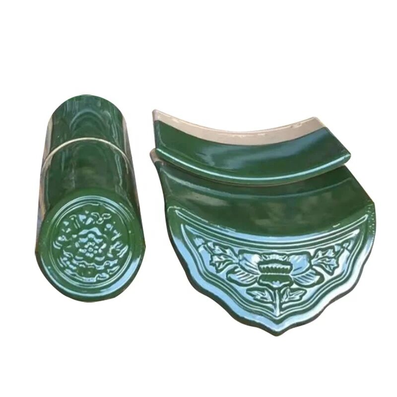 Chinese Traditional Green Glazed Roof Tile Jade Green Handmade Clay Glazed Tile Fireproof Waterproof for Asian Temple Villa