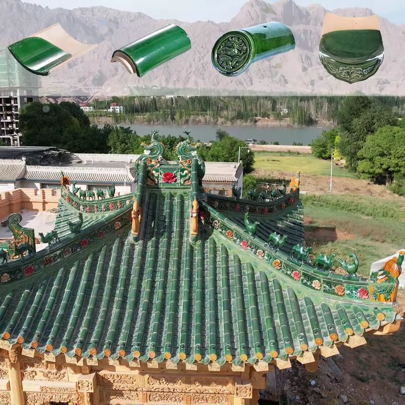 Green Color Roof Design Philippines Low Price Glazed Tiles with Holes for Ancient Chinese Roof