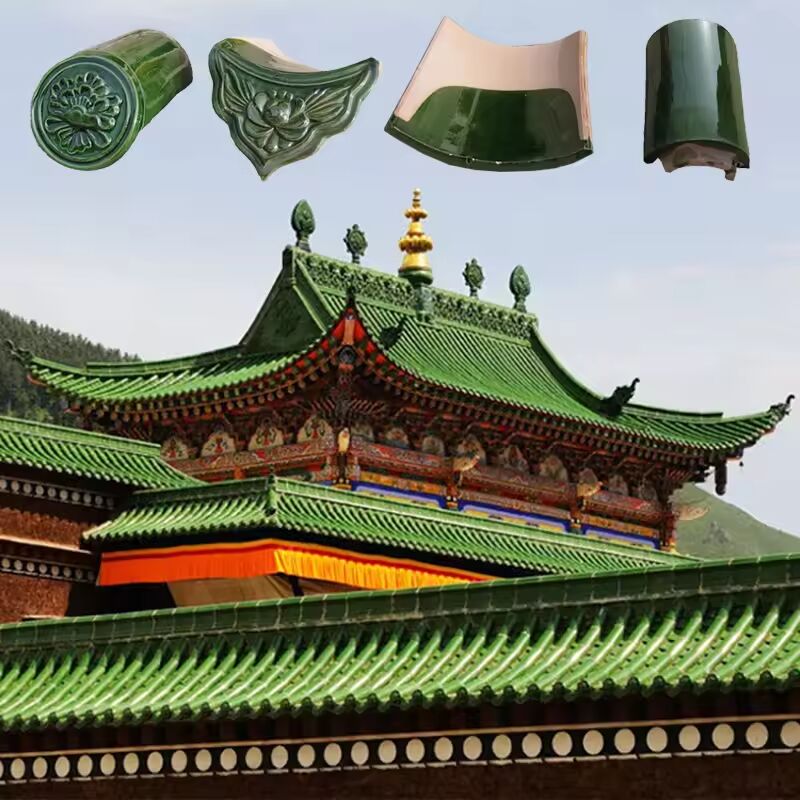 Green Chinese Roof Tiles for a Authentic Traditional Chinese Temple Glazed Ceramic Roofing Material
