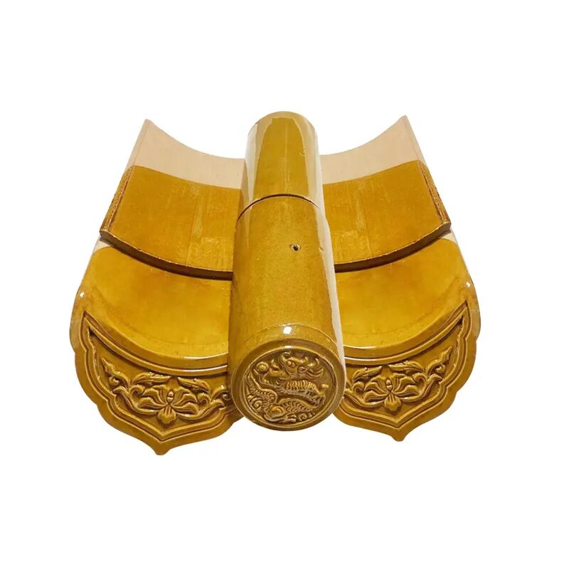 Building Material Ancient Style Glazed Roof Tiles Golden Roof Shingles for Temple Monastery Building