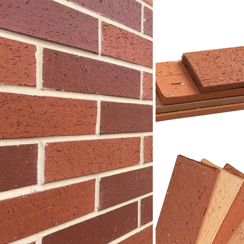 Split Face Brick Clay Wall Cladding Angled Tiles Thin Bricks Solid Many Colors for Outdoor Building Wall Aesthetics & Protection