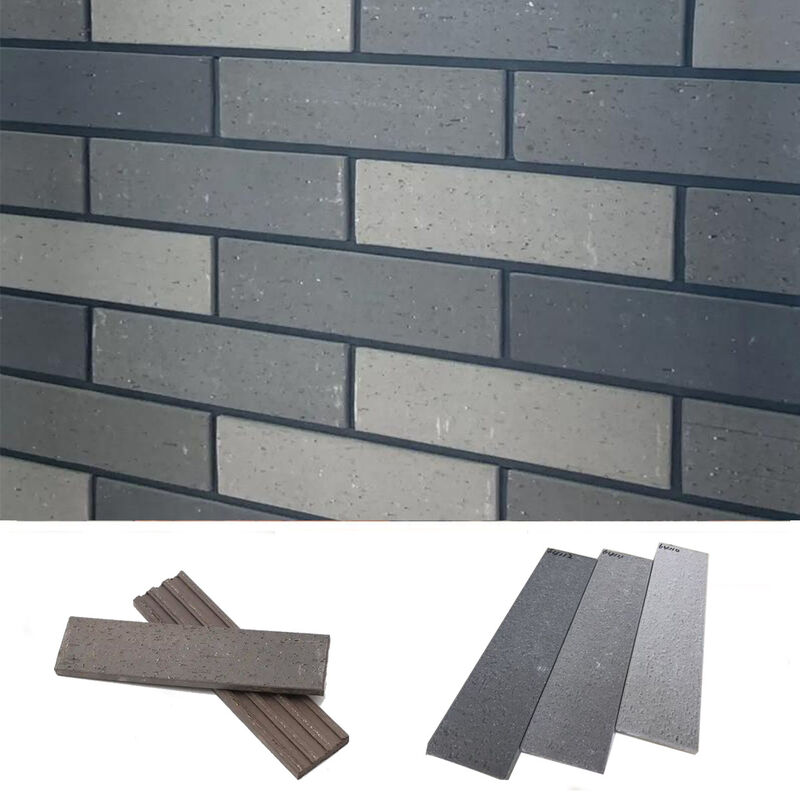 Matte Finish Outdoor Gray Clay Brick Split Face Brick Wall Covering Veneer Tile Extrusion Sintered Process