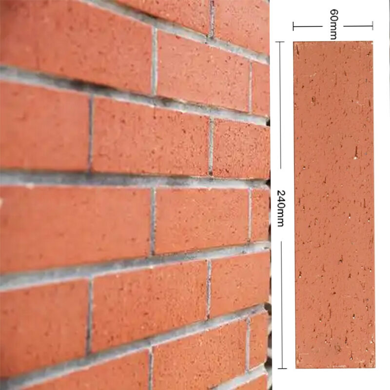 Red Split Face Clay Brick Veneer 240*60mm Extruded Fired Facade Tile for Exterior Wall Cladding Commercial & Residential Facades