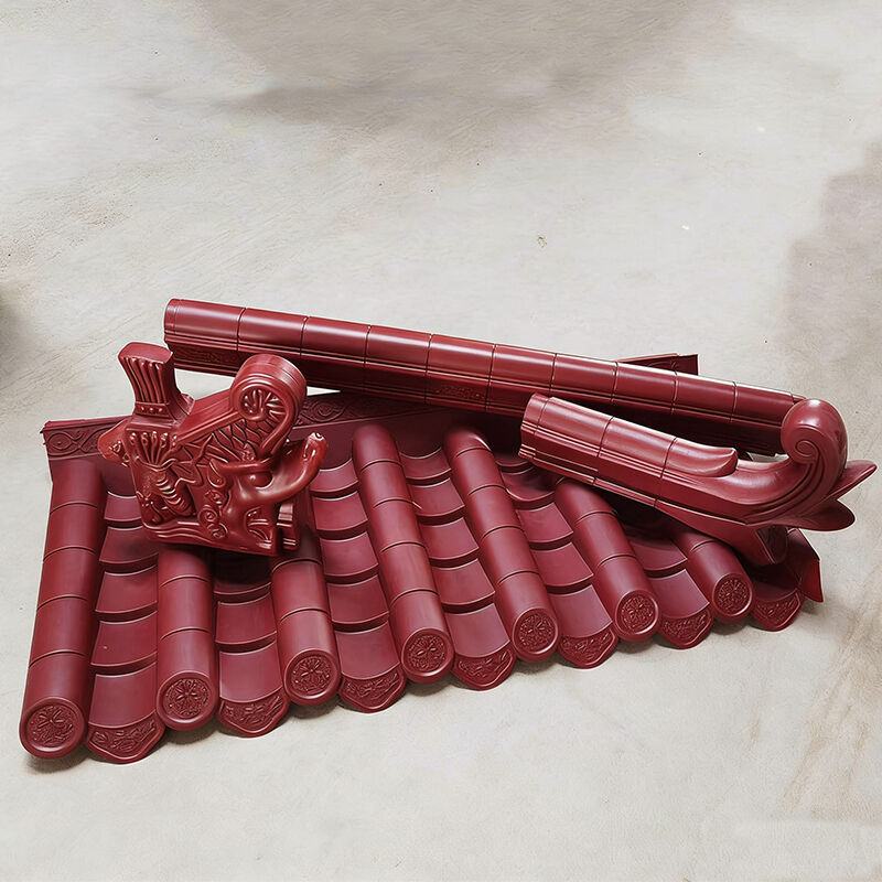 Polypropylene Chinese Temple Roof Asian Antique Style Decorative Roof Tile Red