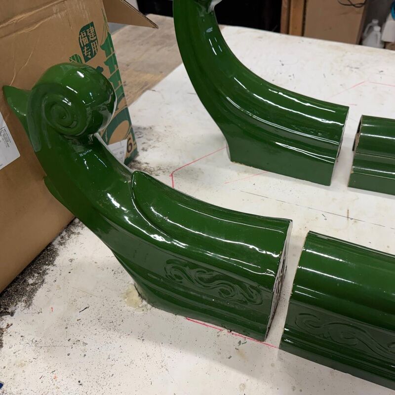 Wooden Frame Chinese-Style Pavilion with Green Glazed Tile Retro Wooden Texture Courtyard Landscape Gazebo for Balcony Natural Decor