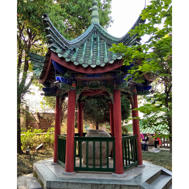 Antique Hexagonal Wooden Pavilion with Chinese Glazed Tile Outdoor Six-Corner Garden Villa Chinese Landscape Gazebo Landscape Pavilion Anti-corrosion