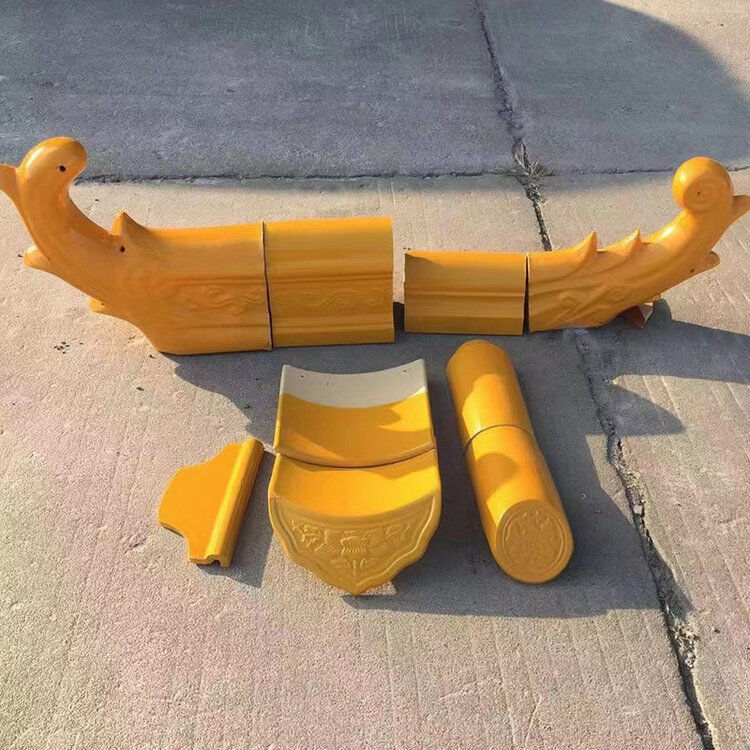 Traditional Chinese Style Glazed Tiles Ceramic Glossy Roof Tiles for Garden Landscape Architecture Temple Pavilion Tea House Cultural Cultural Center