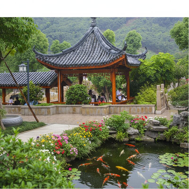 Garden Gazebo/Pavilion with Chinese Gray Clay Roof Tiles Whole Set for Sale Installation Instruction
