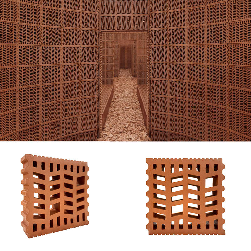 Red Terracotta Breeze Blocks Partition Brick Garden Wall Screen Tiles for Ventilation Facades Entryways/Feature Walls