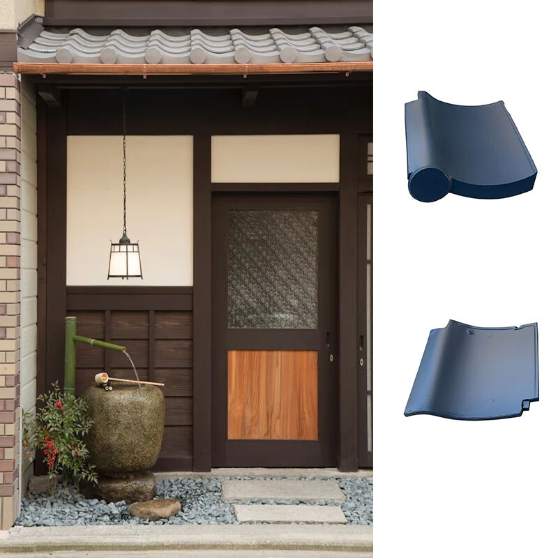 Traditional Japanese Style Clay Roof Tile Waterproof Durable Ceramic Roofing Tile for Temple Villa Courtyard Building Decoration