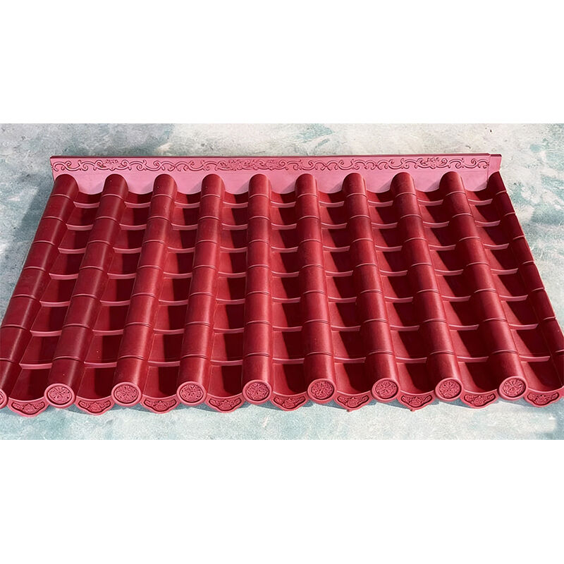 Chinese Classical Antique PP Red Plastic Roof Tile Durable UV Protection Resin Tile for Architecture Courtyard Pavilion Roof