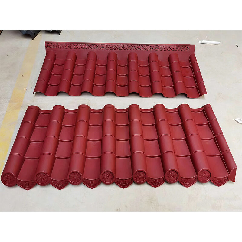Chinese Classical Antique PP Red Plastic Roof Tile Durable UV Protection Resin Tile for Architecture Courtyard Pavilion Roof