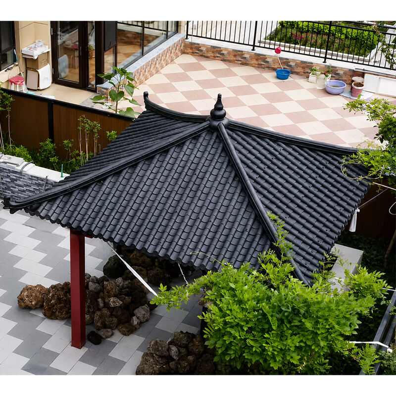 Synthetic Resin Plastic Roof Tile ASA PVC Roofing Sheet Ceramic Tiles Looking for Residential Villa Gazebo Outdoor Building Roof