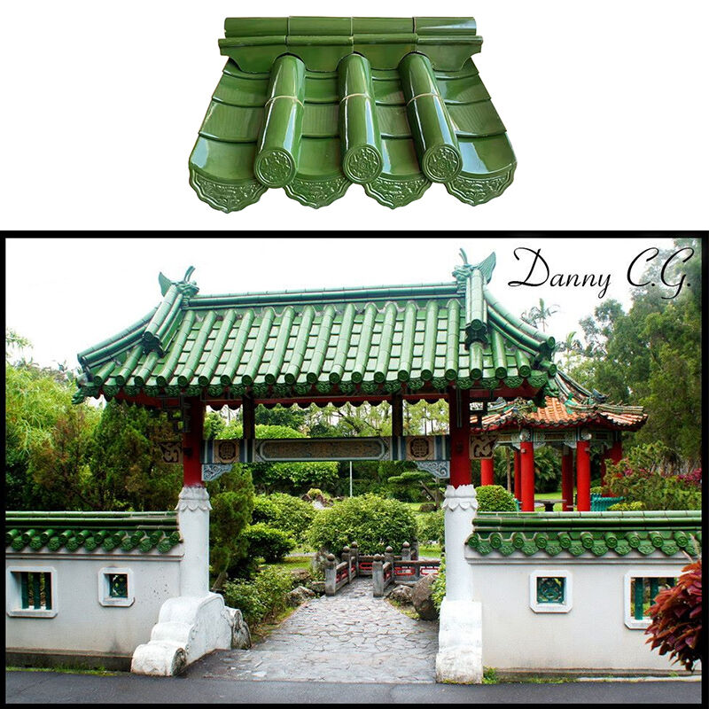 Vibrant Green Chinese Glazed Roof Tile Classic Style Ceramic Tile for Temple Garden Pavilion Tea House Roof Construction