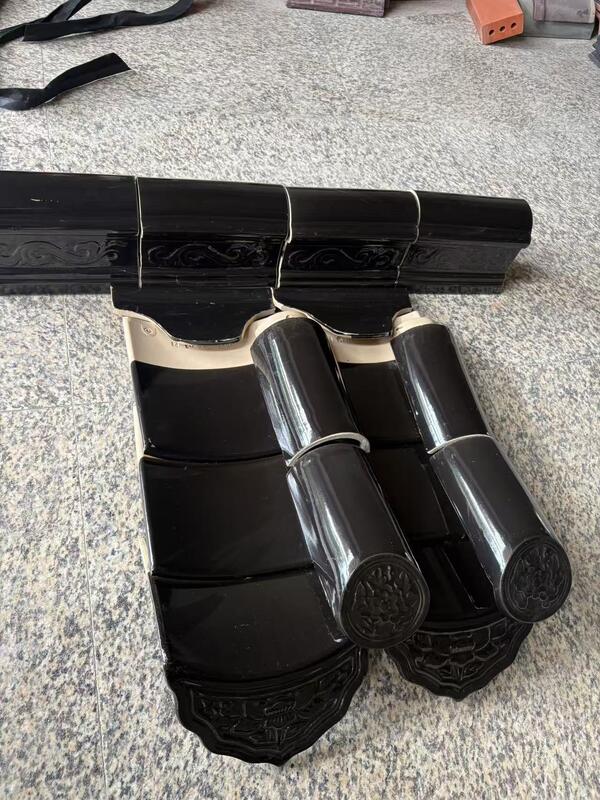 Antique Chinese Style Black Glazed Roof Tile Ceramic Glossing Roofing Bamboo Tiles for Traditional House Temple Gazebo