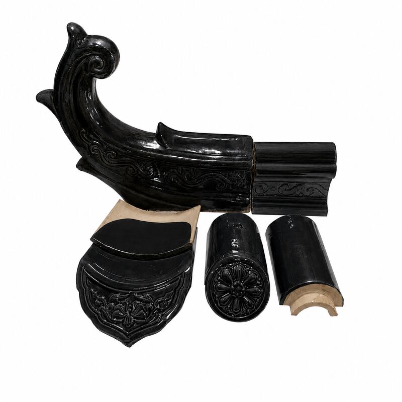 Antique Chinese Roof Tiles Black Glazed Roof Shingles for China Style Roof Top Building Material