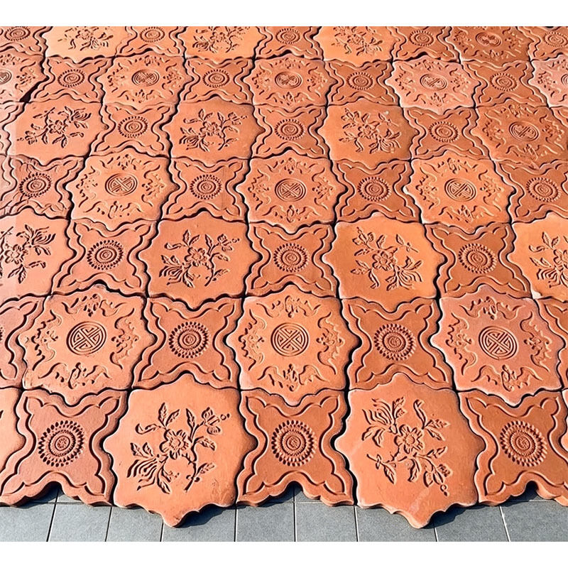 Vintage Floral Pattern Red Brick Flower Tiles Cultural Scene Decorative Clay Bricks Building Materials