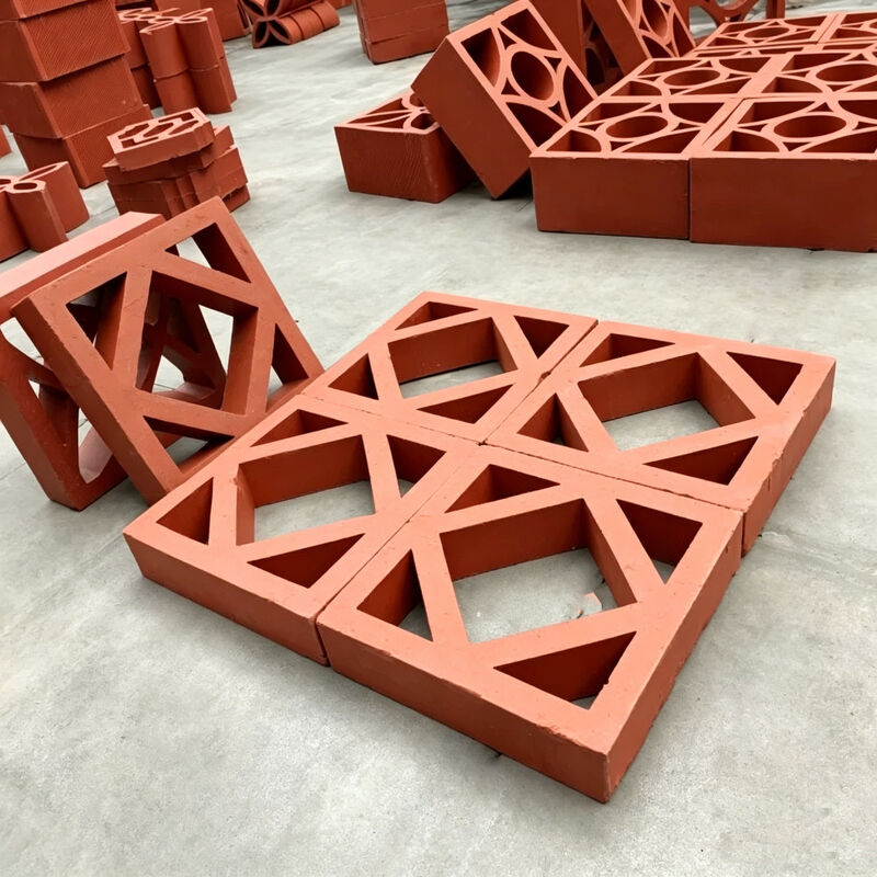 Weatherproof Red Terracotta Hollow Blocks Decorative Clay Breeze Blocks for Courtyard Privacy Screen Walls