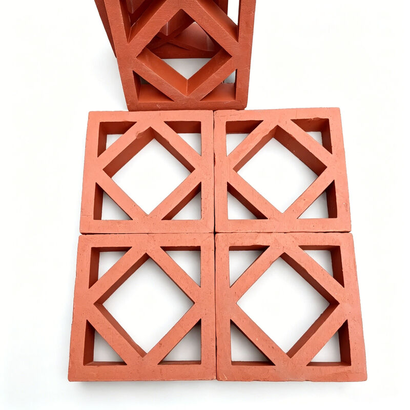 Weatherproof Red Terracotta Hollow Blocks Decorative Clay Breeze Blocks for Courtyard Privacy Screen Walls