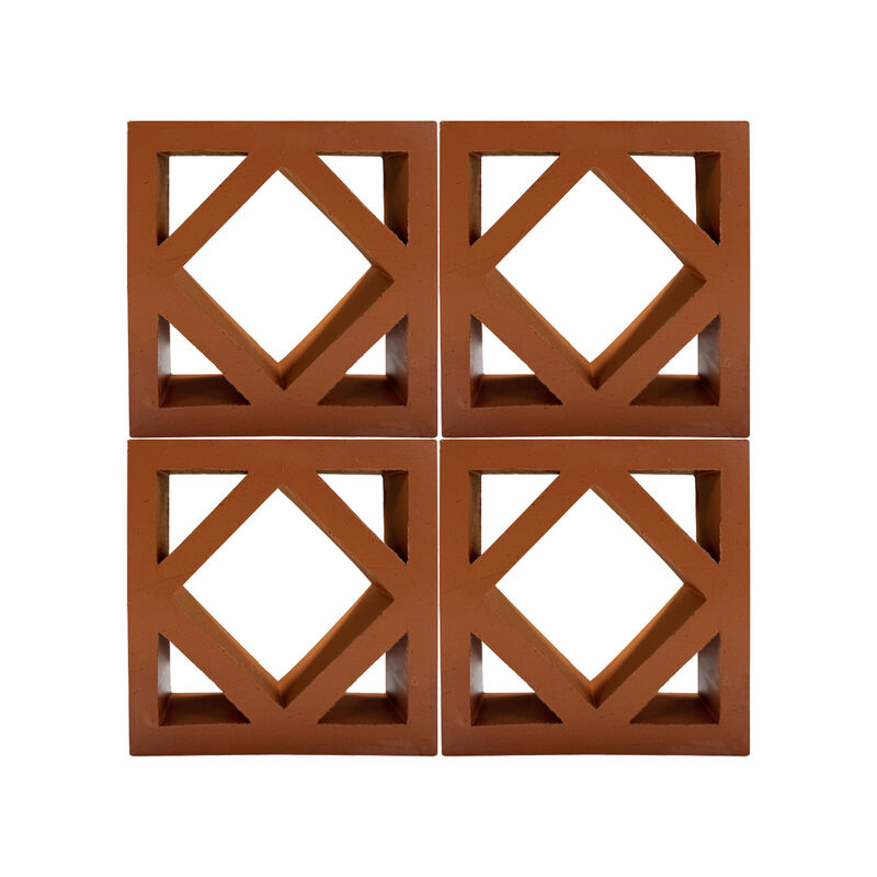 Weatherproof Red Terracotta Hollow Blocks Decorative Clay Breeze Blocks for Courtyard Privacy Screen Walls