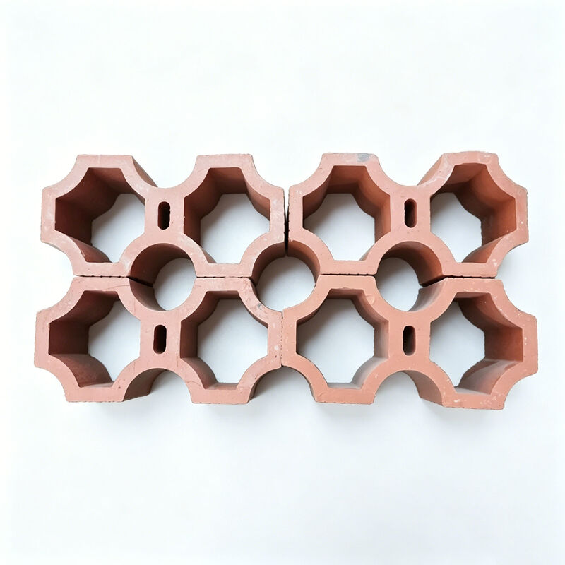 Fired Clay Breeze Blocks Natural Red Terracotta Screen Wall Blocks for Architectural Facade Shading and Ventilation