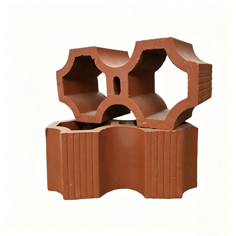 Fired Clay Breeze Blocks Natural Red Terracotta Screen Wall Blocks for Architectural Facade Shading and Ventilation