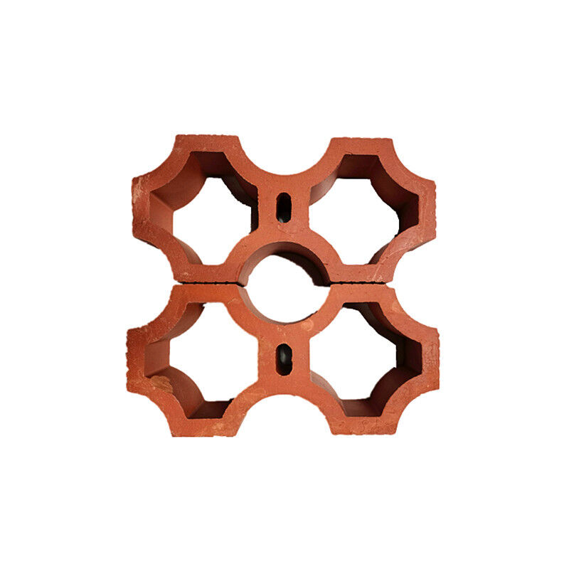Fired Clay Breeze Blocks Natural Red Terracotta Screen Wall Blocks for Architectural Facade Shading and Ventilation
