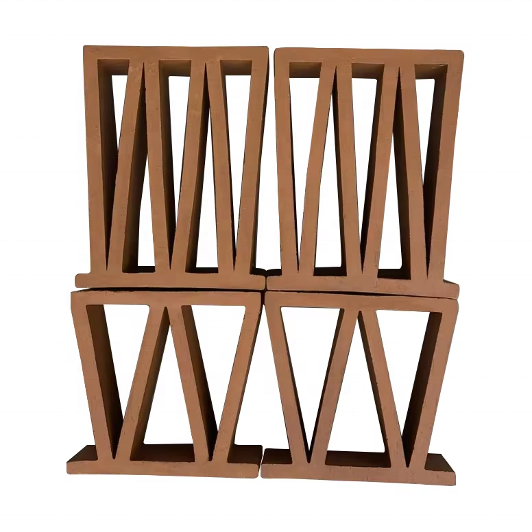 Terracotta Breeze Blocks M Pattern Non-Load-Bearing Decorative Pierced Clay Bricks for Modern Hospitality Architecture