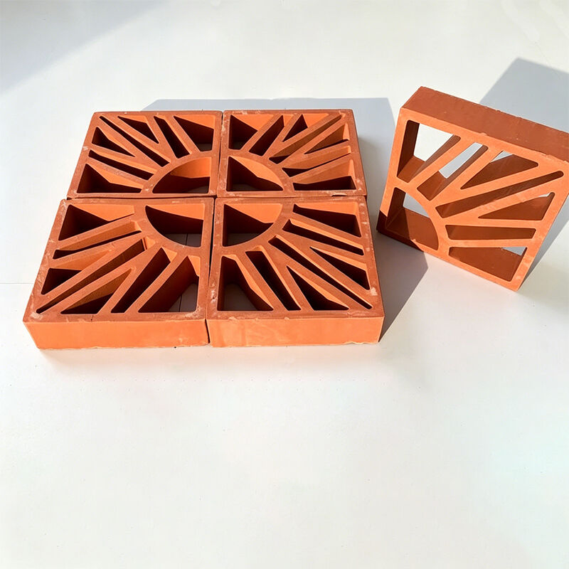 Red Classical Terracotta Decorative Bricks Terracotta Breeze Blocks Natural Red Clay Base Garden Landscape Hollow Bricks