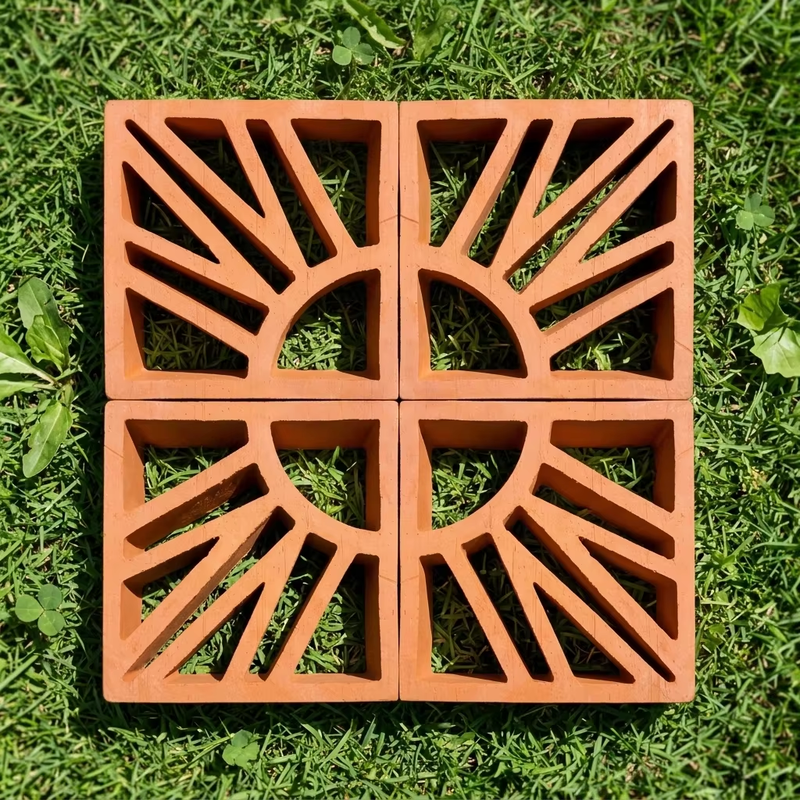 Red Classical Terracotta Decorative Bricks Terracotta Breeze Blocks Natural Red Clay Base Garden Landscape Hollow Bricks