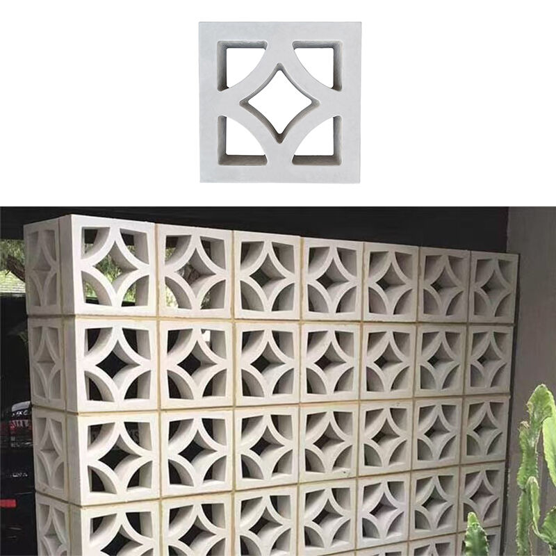 White Concrete Breeze Blocks with Diamond Pattern Decorative Cement Screen Bricks for Outdoor Courtyard Privacy Screen Wall