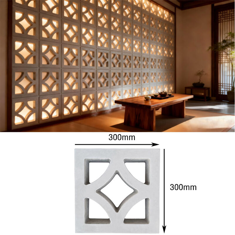 White Concrete Breeze Blocks with Diamond Pattern Decorative Cement Screen Bricks for Outdoor Courtyard Privacy Screen Wall