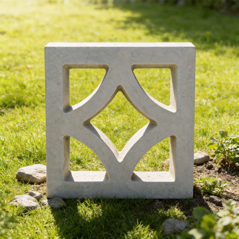 White Concrete Breeze Blocks with Diamond Pattern Decorative Cement Screen Bricks for Outdoor Courtyard Privacy Screen Wall