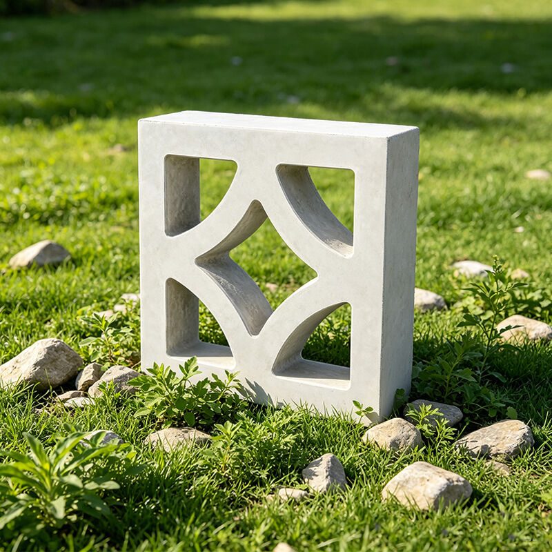 White Concrete Breeze Blocks with Diamond Pattern Decorative Cement Screen Bricks for Outdoor Courtyard Privacy Screen Wall